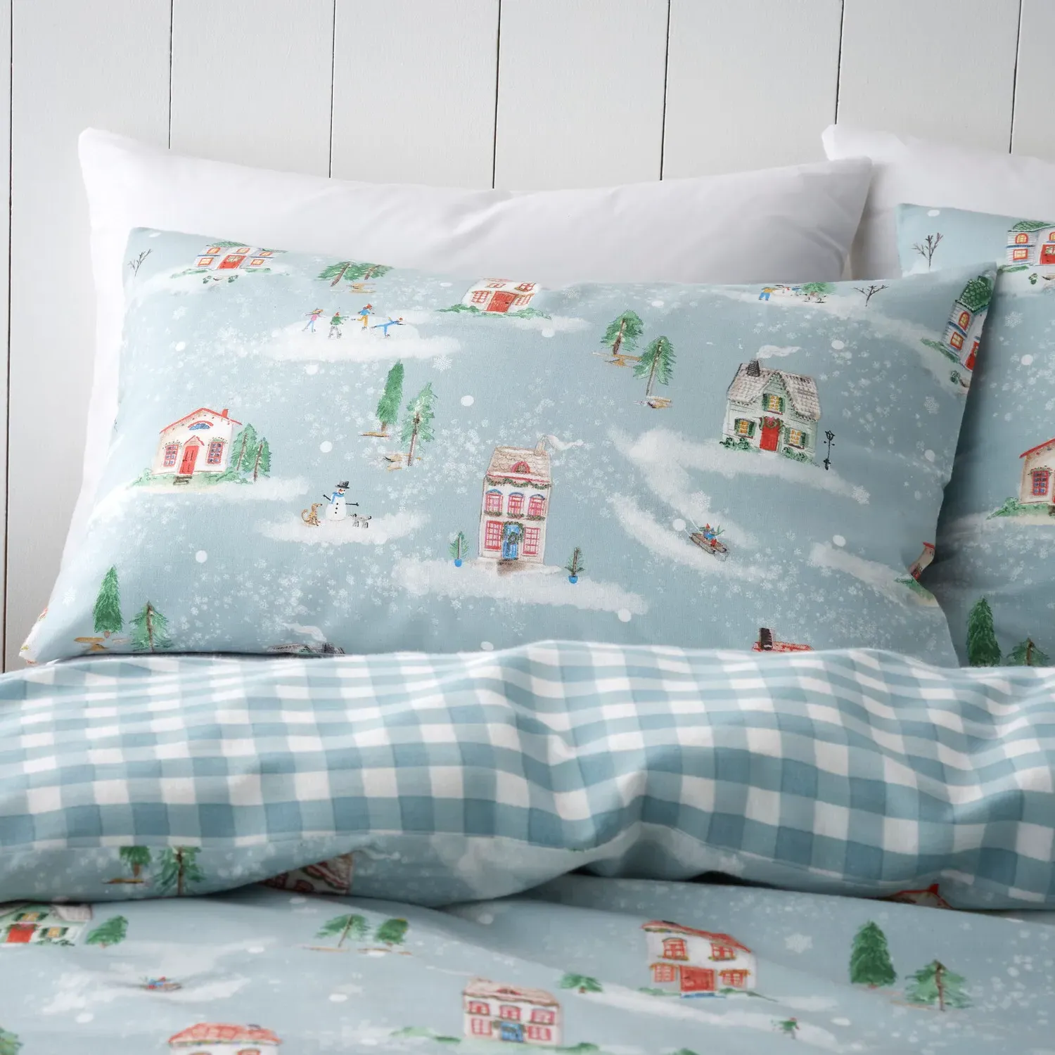 Winter Houses Superking Duvet Set - Blue, Cotton
