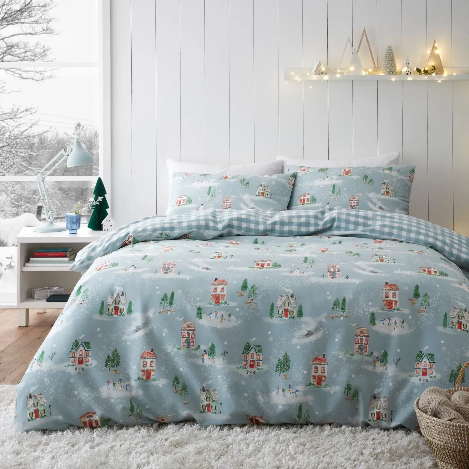 Winter Houses Superking Duvet Set - Blue, Cotton