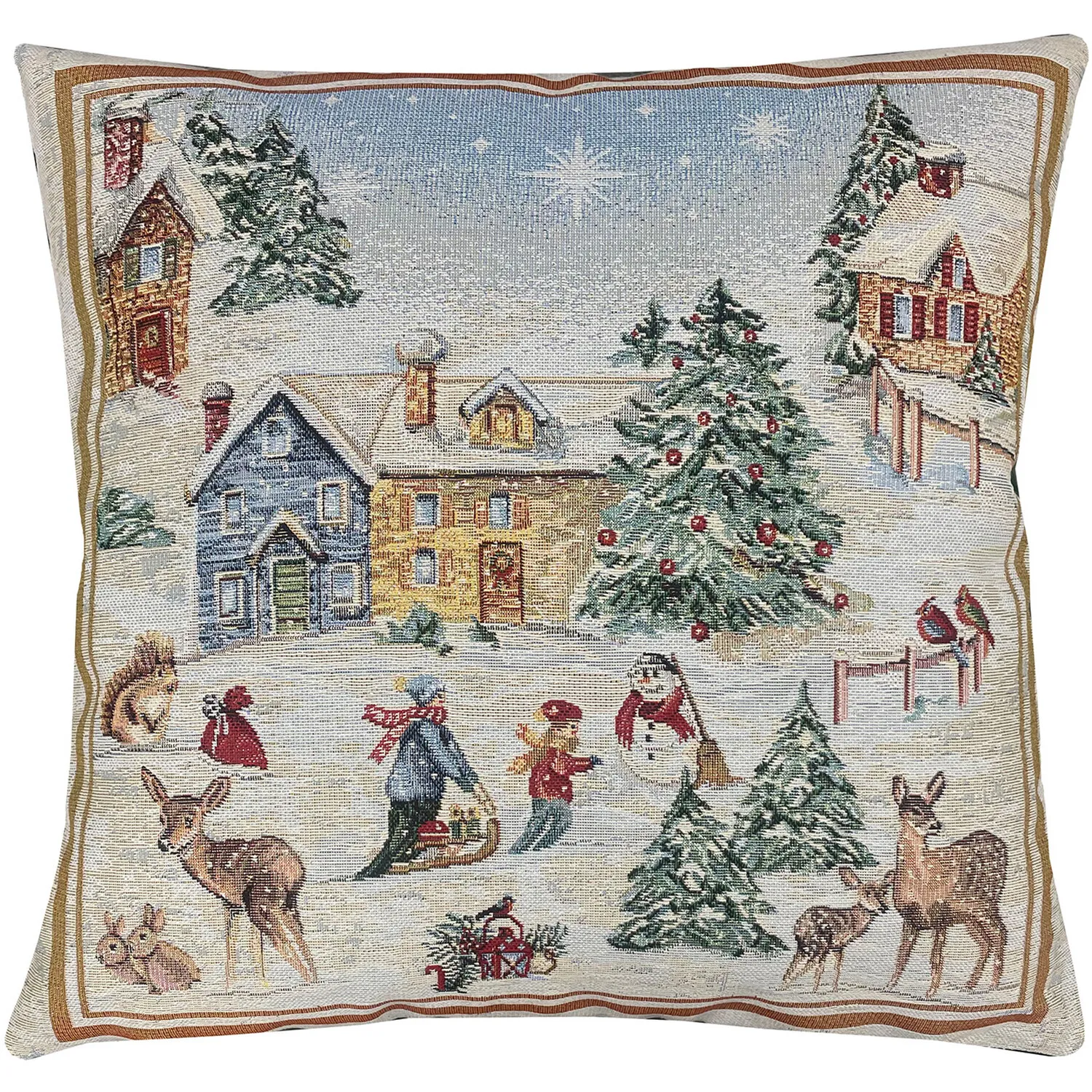 Winter Scene Tapestry Cushion