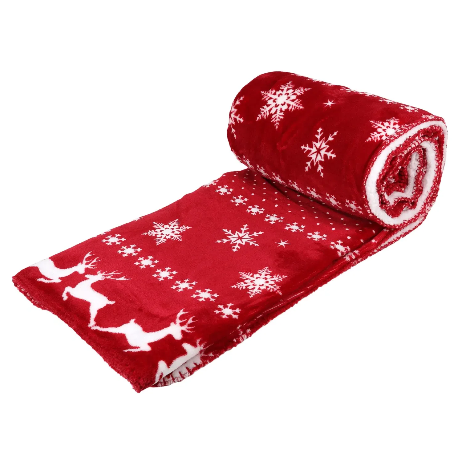 Winter Stag Sherpa Throw - Red