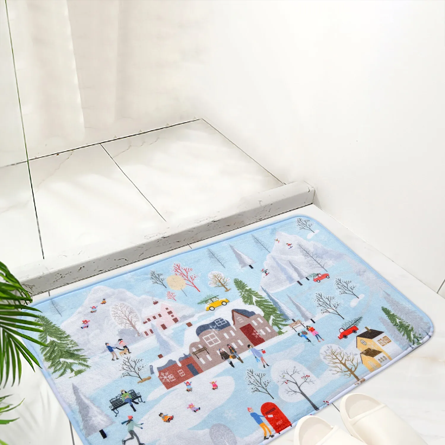 Winter Village Bath Mat - Flannel