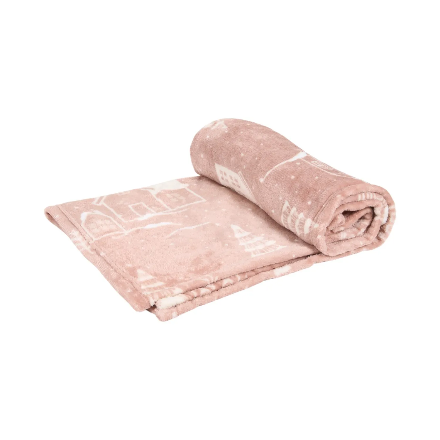 Winter Village Fleece Throw - Brown