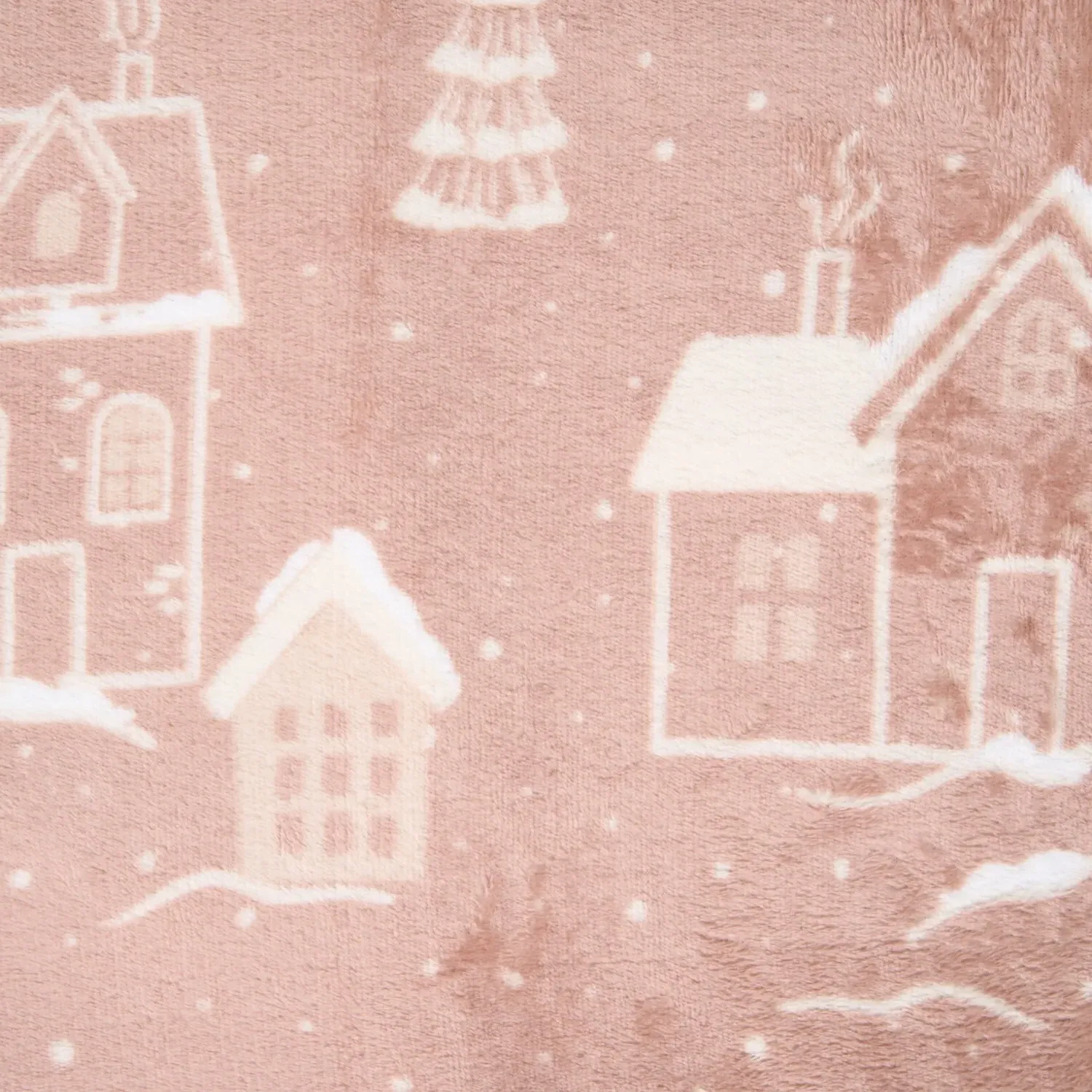 Winter Village Fleece Throw - Brown