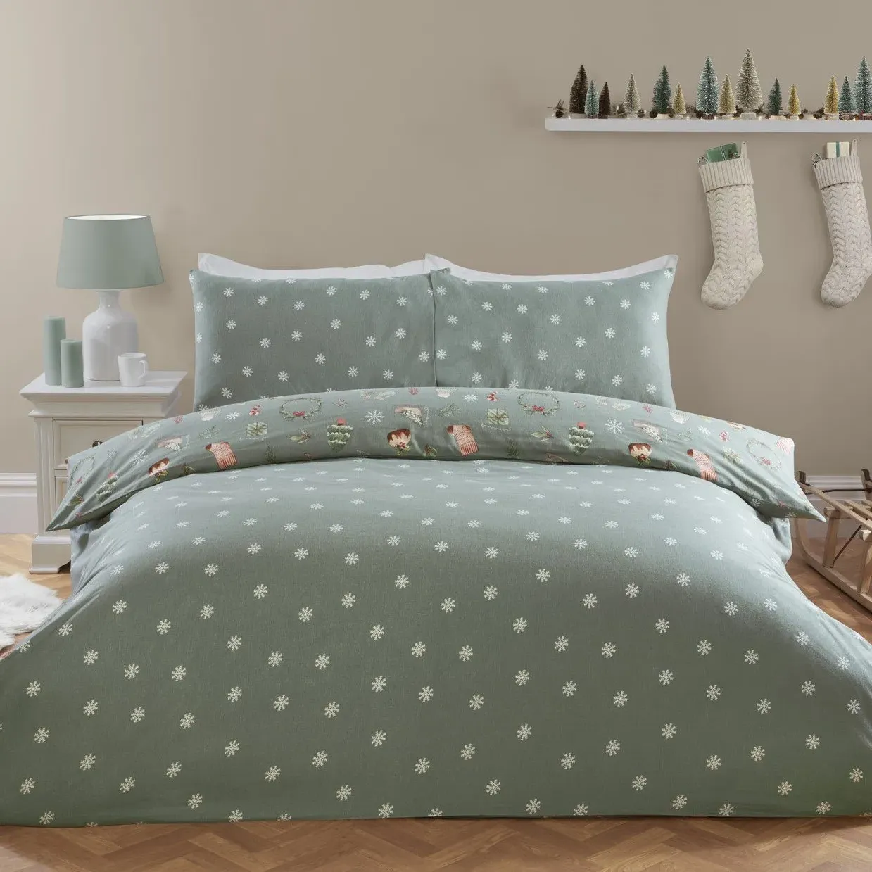 Winter Warmers Duvet Set - Green, Cotton