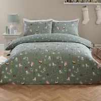 Winter Warmers Super King Duvet Cover Set - Green, Cotton