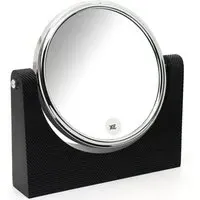 Wood Geo Double-Sided Mirror with Magnification - Black