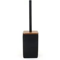 Wood Geo Toilet Brush Holder - Black