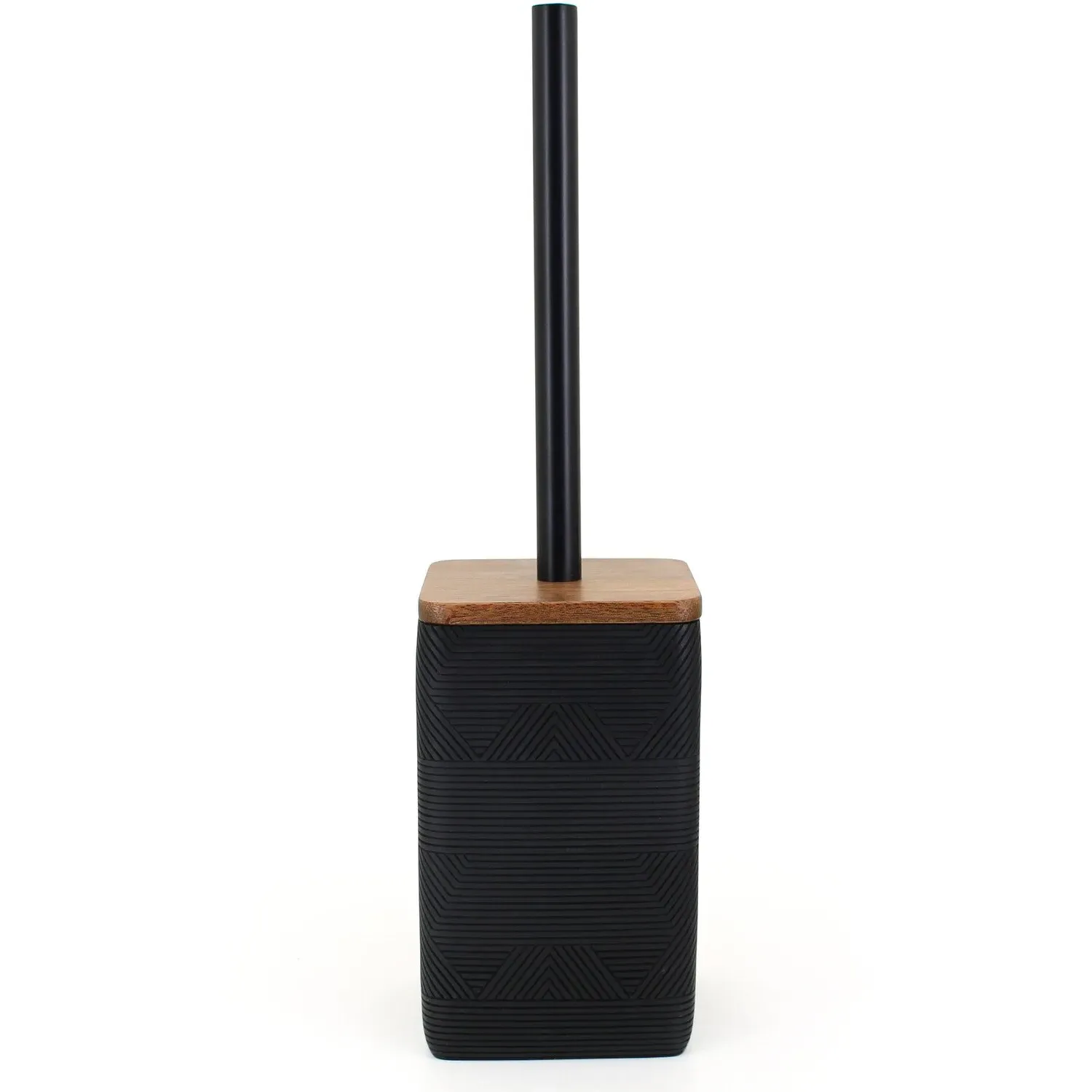 Wood Geo Toilet Brush Holder - Black image