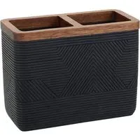 Wood Geo Toothbrush Holder - Black