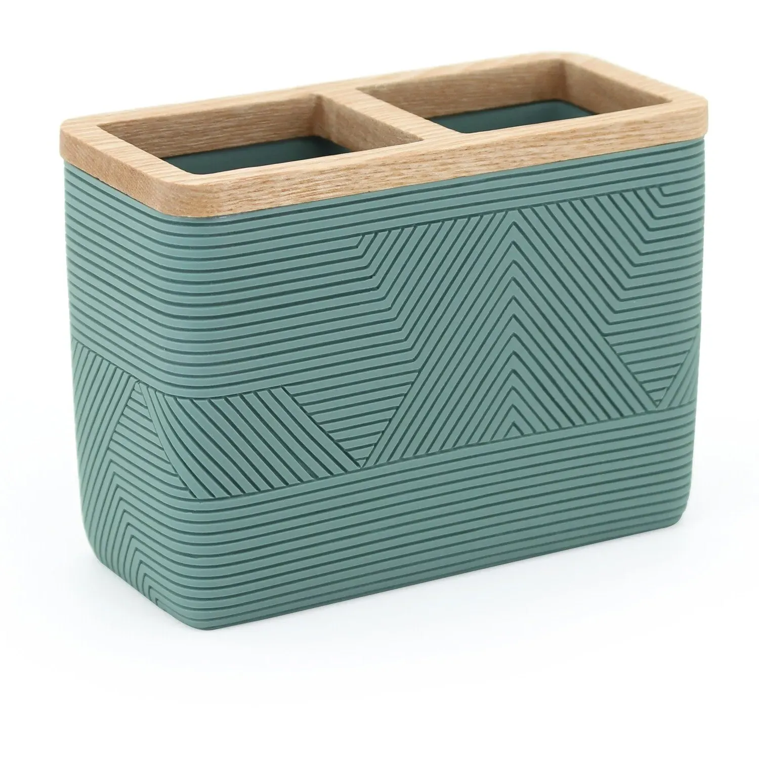 Wood Geo Toothbrush Holder - Sage