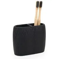 Wood Grain Toothbrush Holder - Black