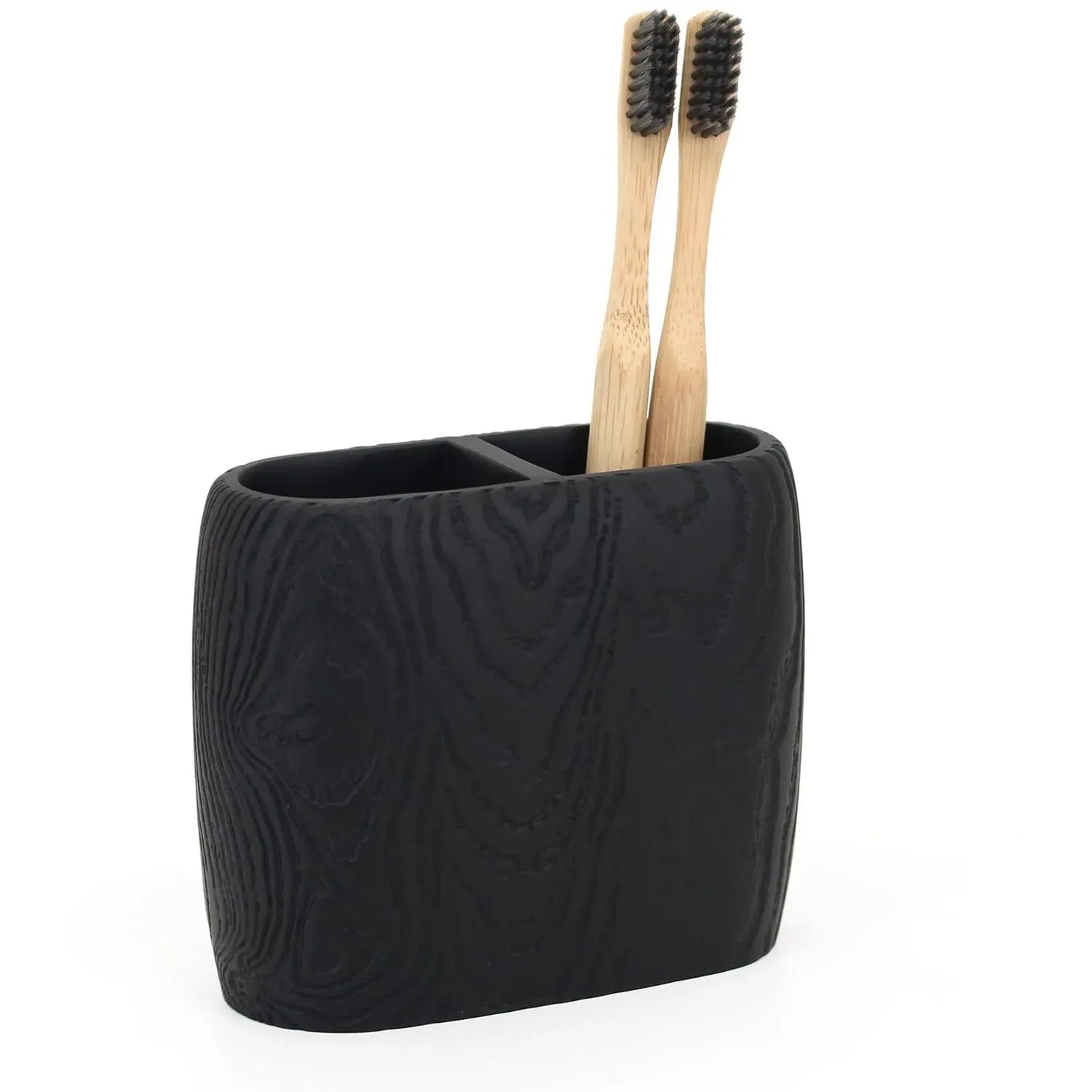 Wood Grain Toothbrush Holder - Black