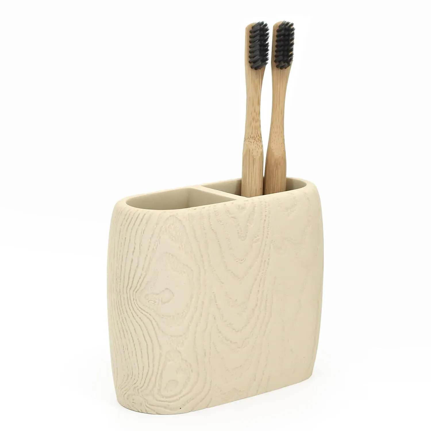 Wood Grain Toothbrush Holder - Natural image