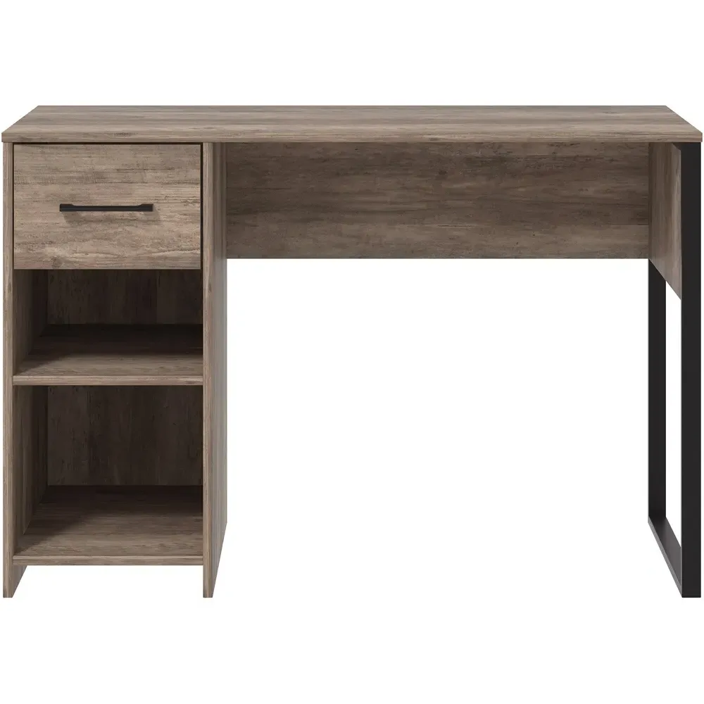 Wood & Metal Desk with Storage - Brown