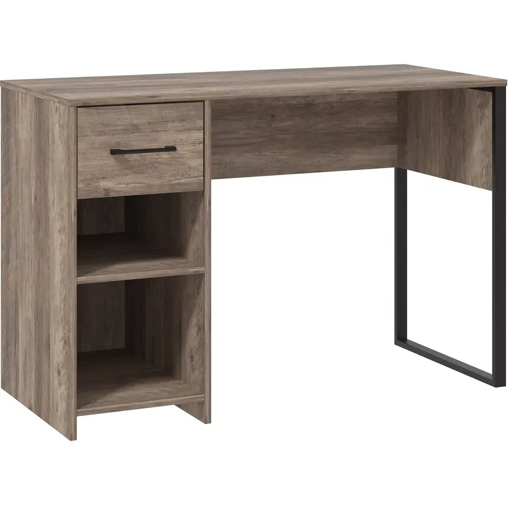 Wood & Metal Desk with Storage - Brown
