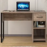 Wood & Metal Desk with Storage - Brown