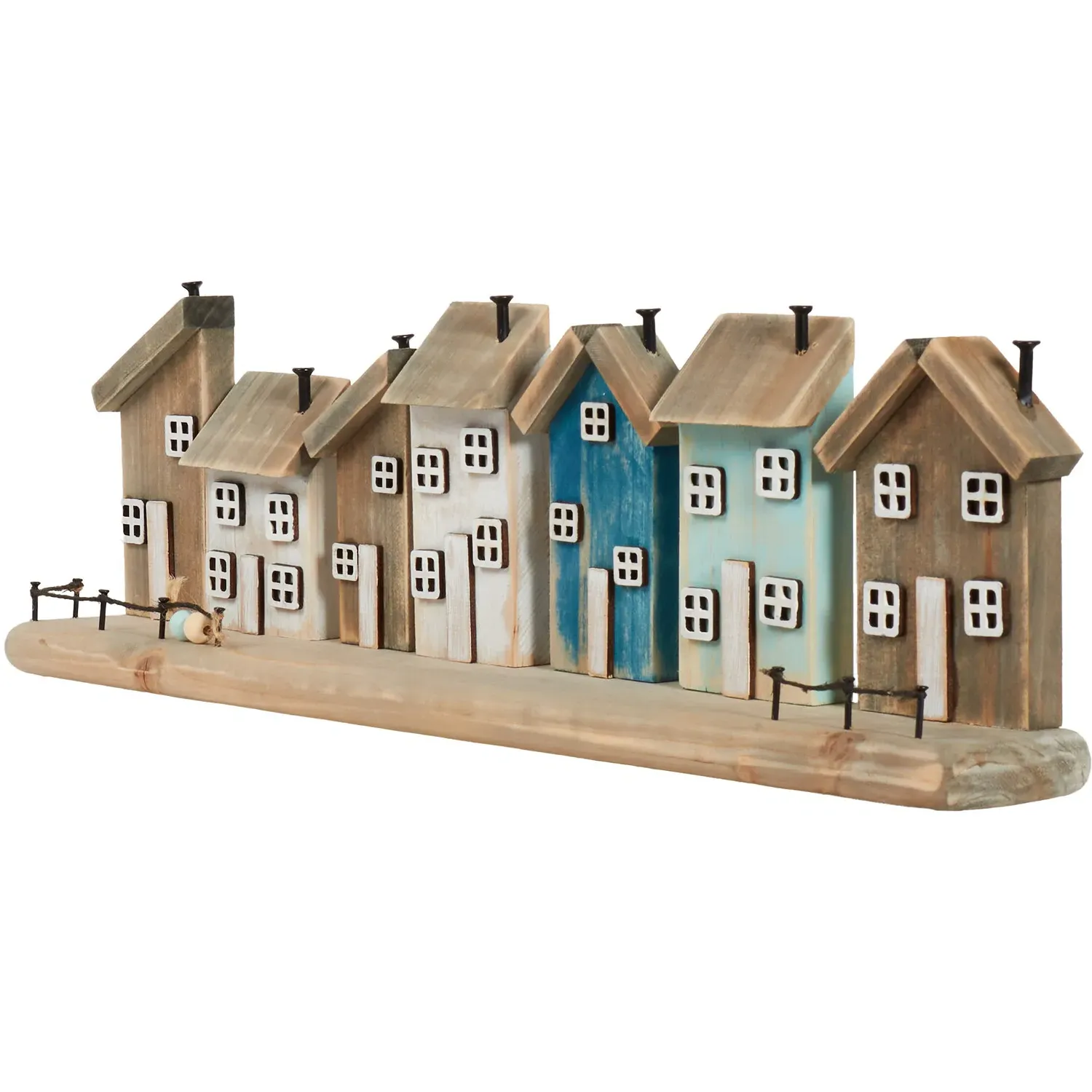 Wooden Houses Plaque - Natural