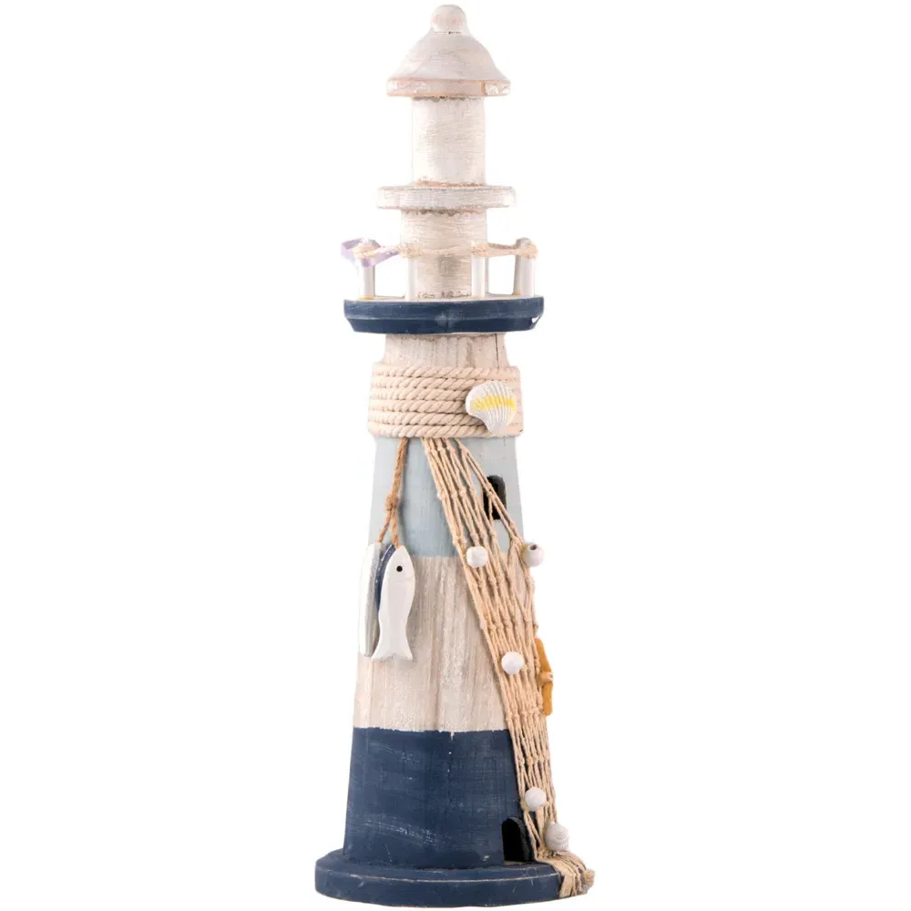 Woodwash Lighthouse Decoration Ornament - Blue and White image