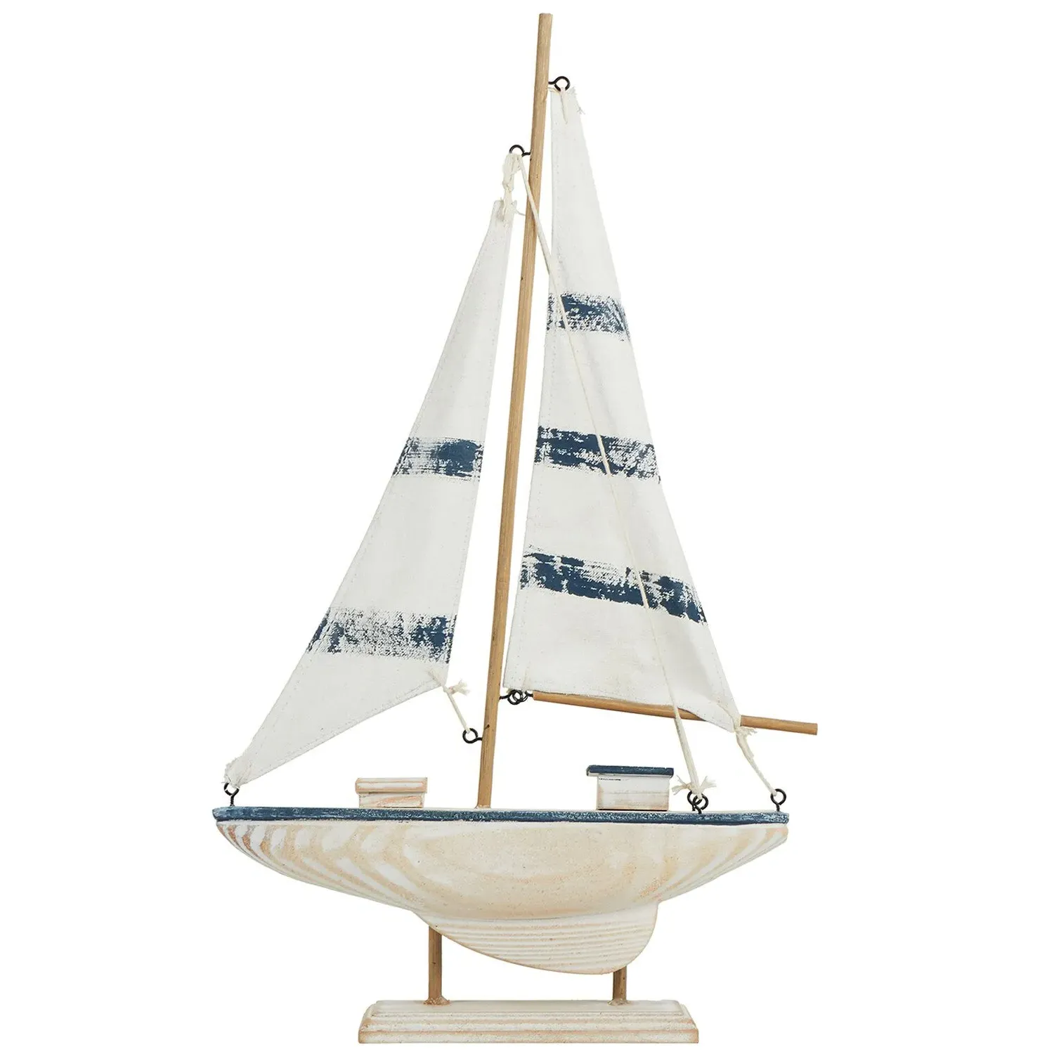 Woodwash Sail Boat Ornament - White and Blue image