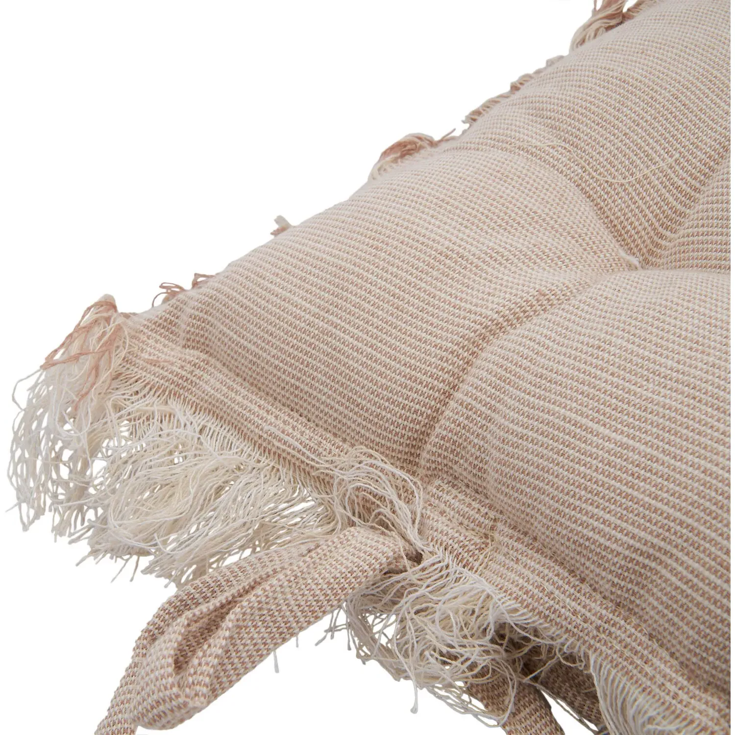 Woven Dobby Fringe Seat Pad - Natural