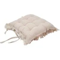 Woven Dobby Fringe Seat Pad - Natural
