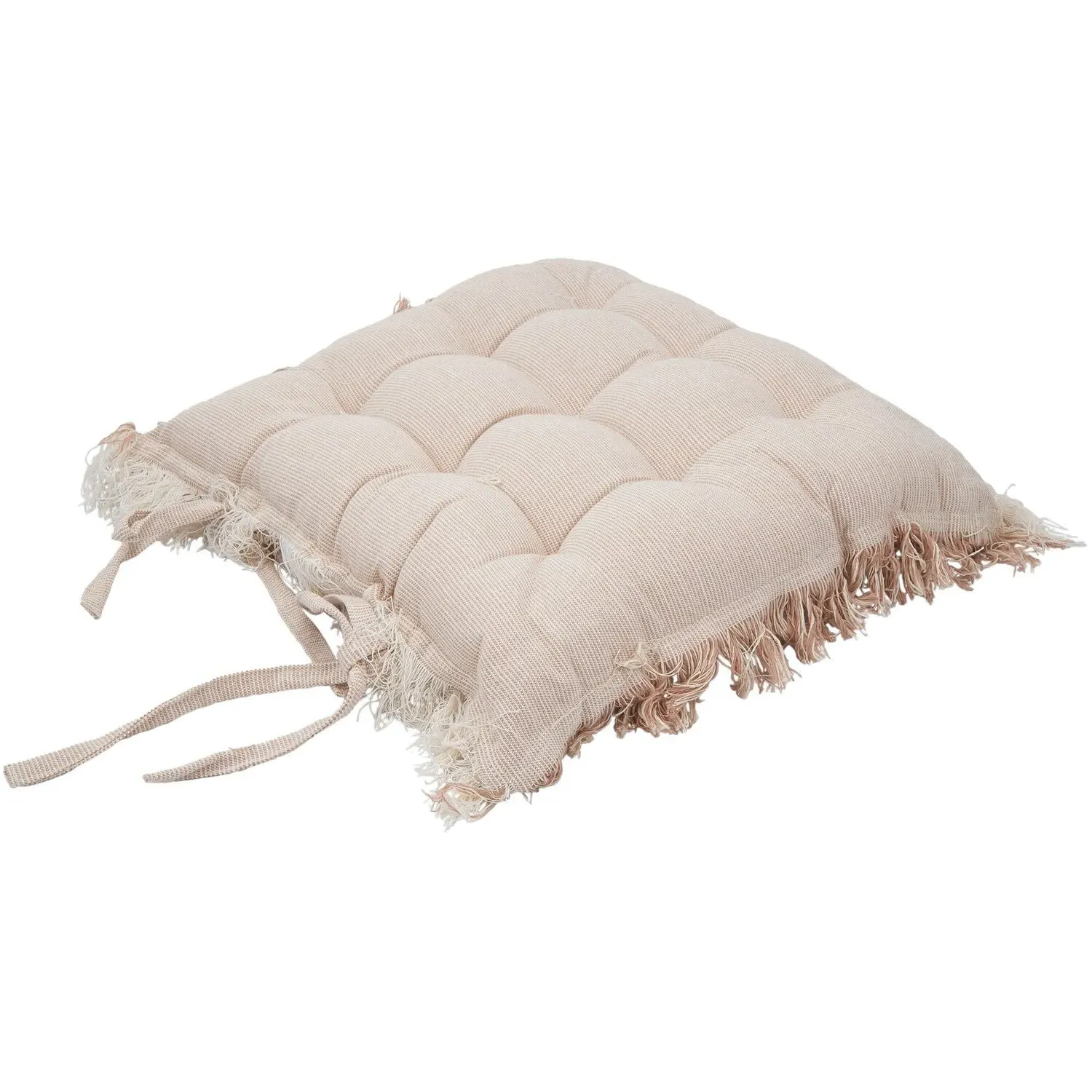 Woven Dobby Fringe Seat Pad - Natural