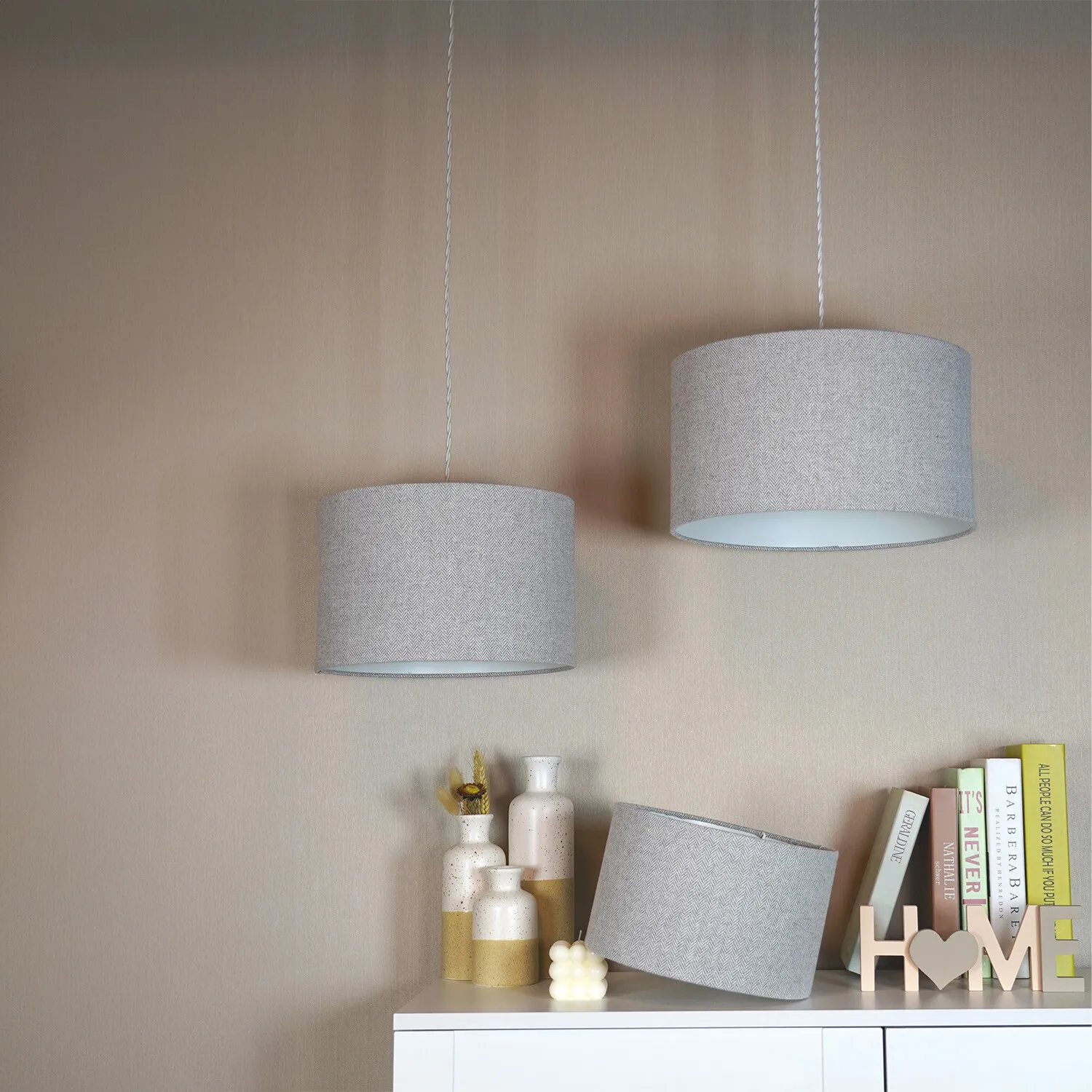 Woven Drum Lamp Shade - Grey