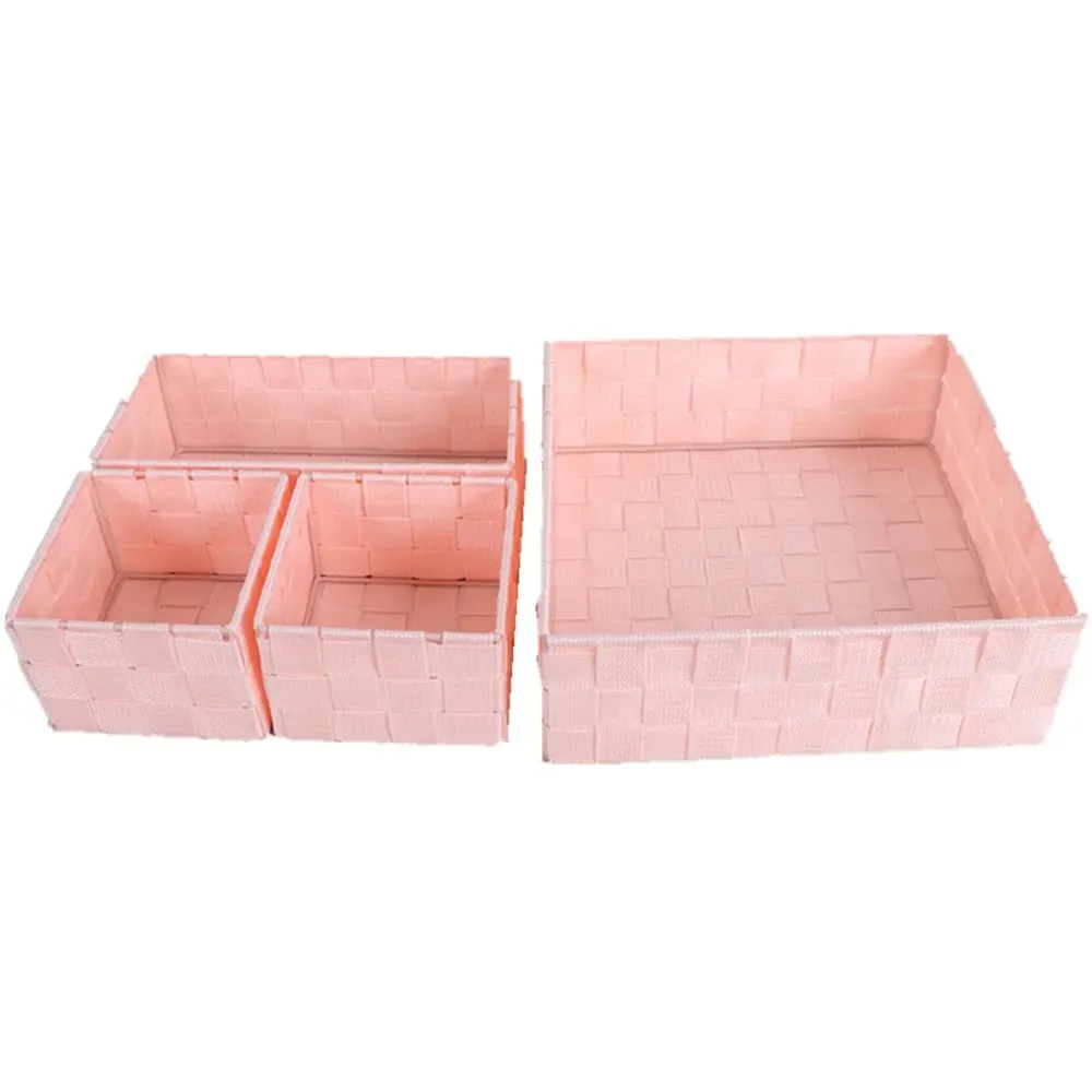 Woven Storage Baskets 4 Pack - Pink image