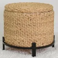 Woven Storage Footstool - Natural, Brown