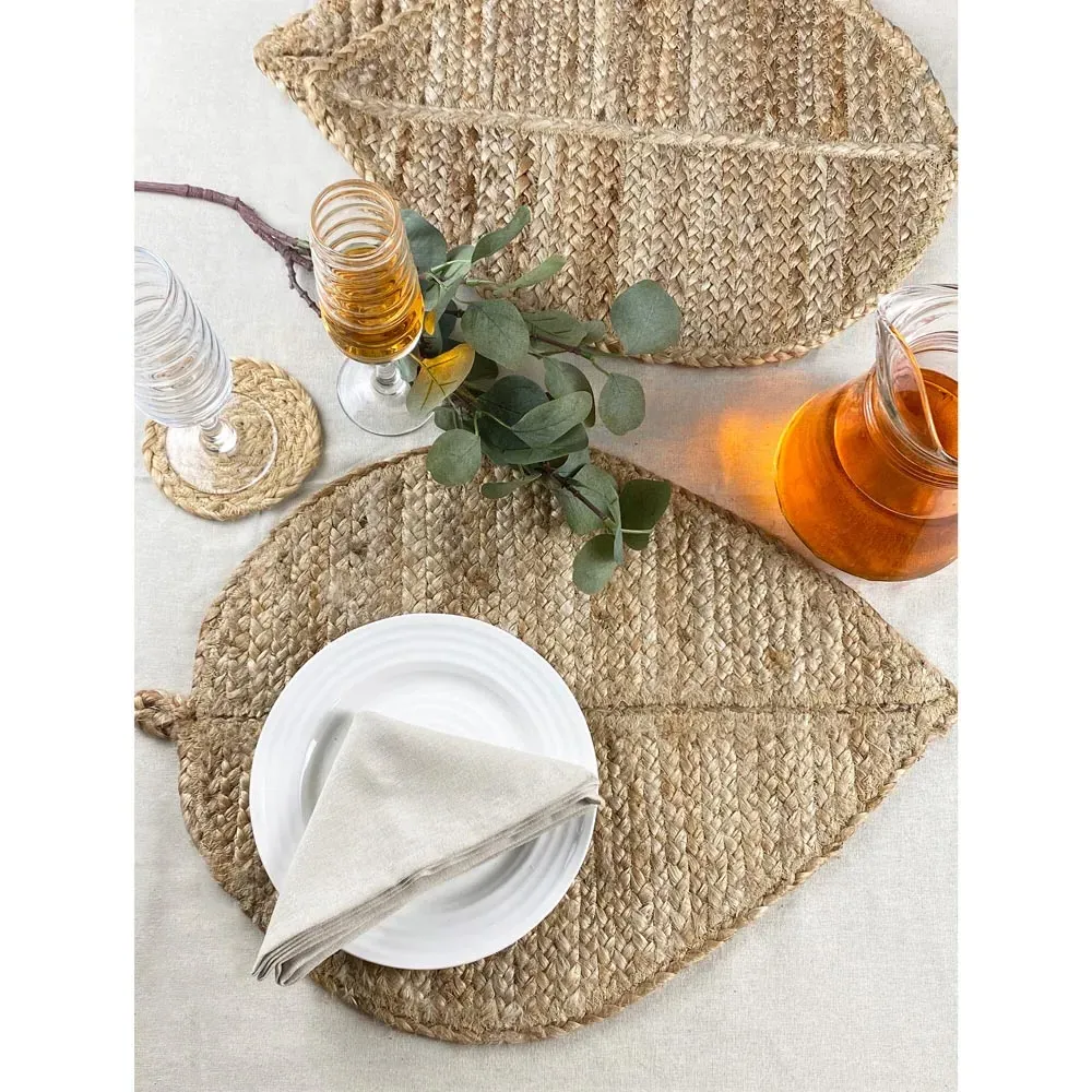 Wye Leaf Shape Jute Placemats - Brown
