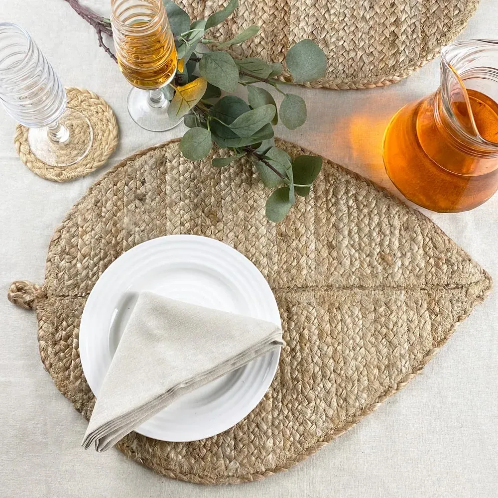 Wye Leaf Shape Jute Placemats - Brown