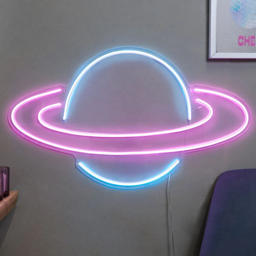 XL Planet Neon Sign - White