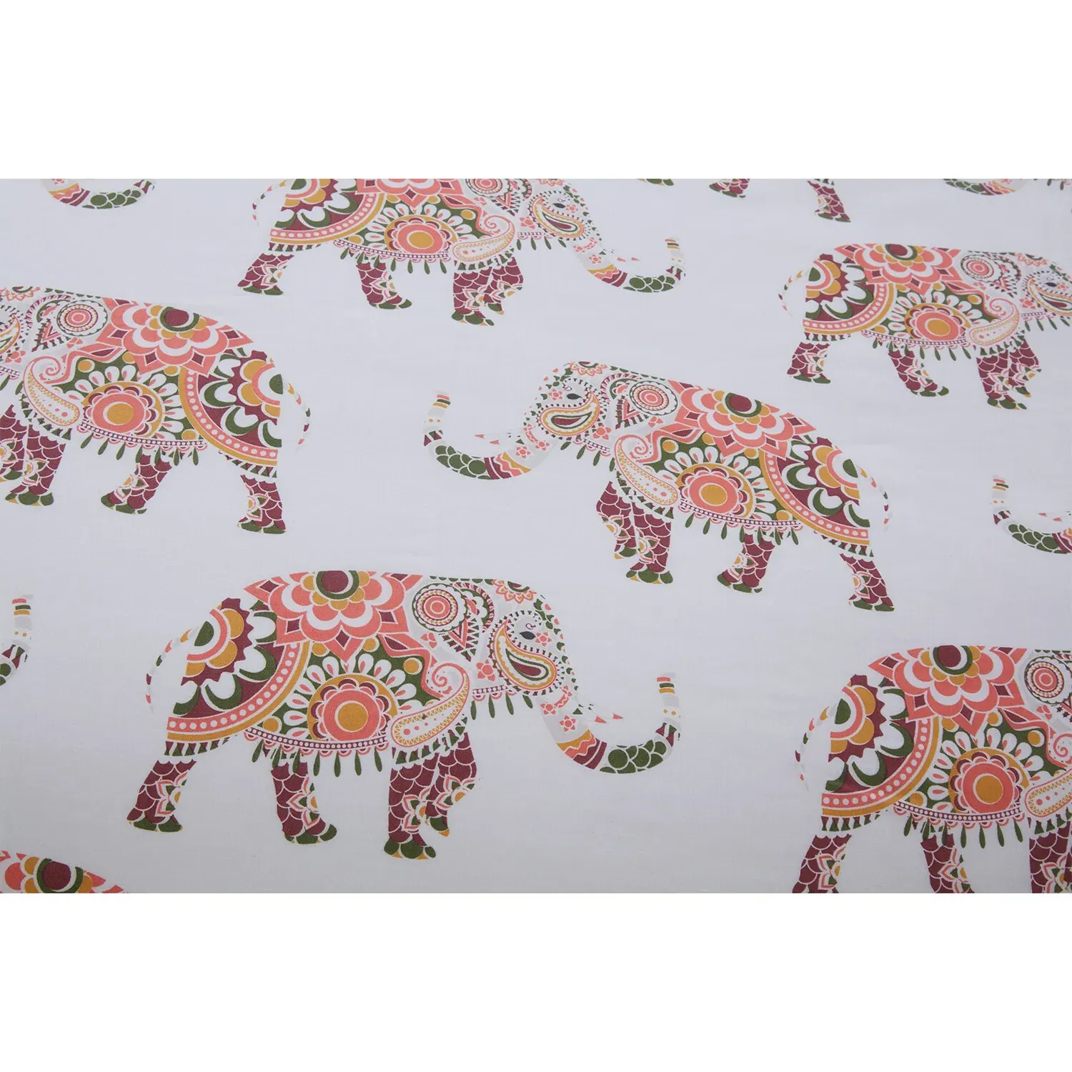 Zaria Elephants Single Duvet Cover and Pillowcase Set - White