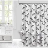 Zebra Pattern Shower Curtain - Black, White