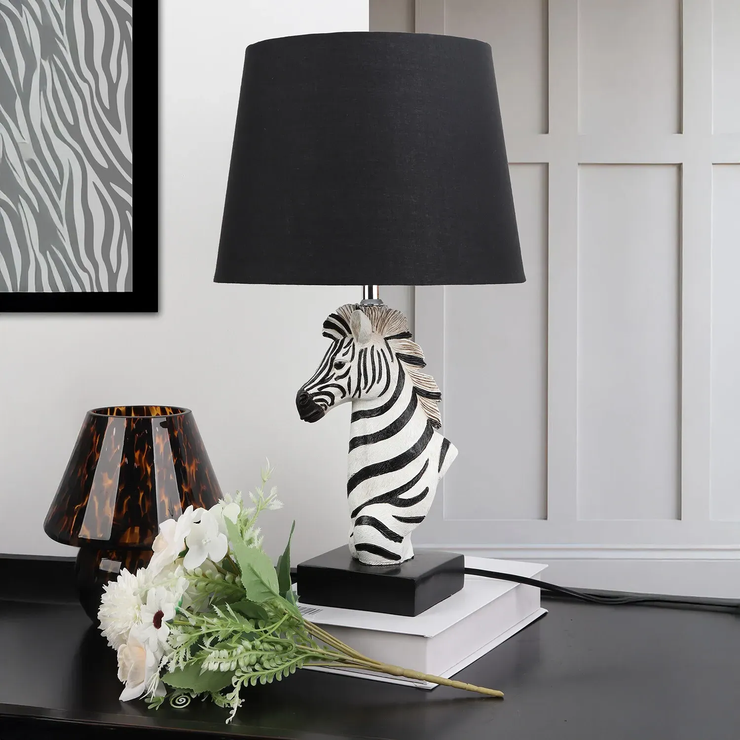 Zebra Shaped Table Lamp - Black and White