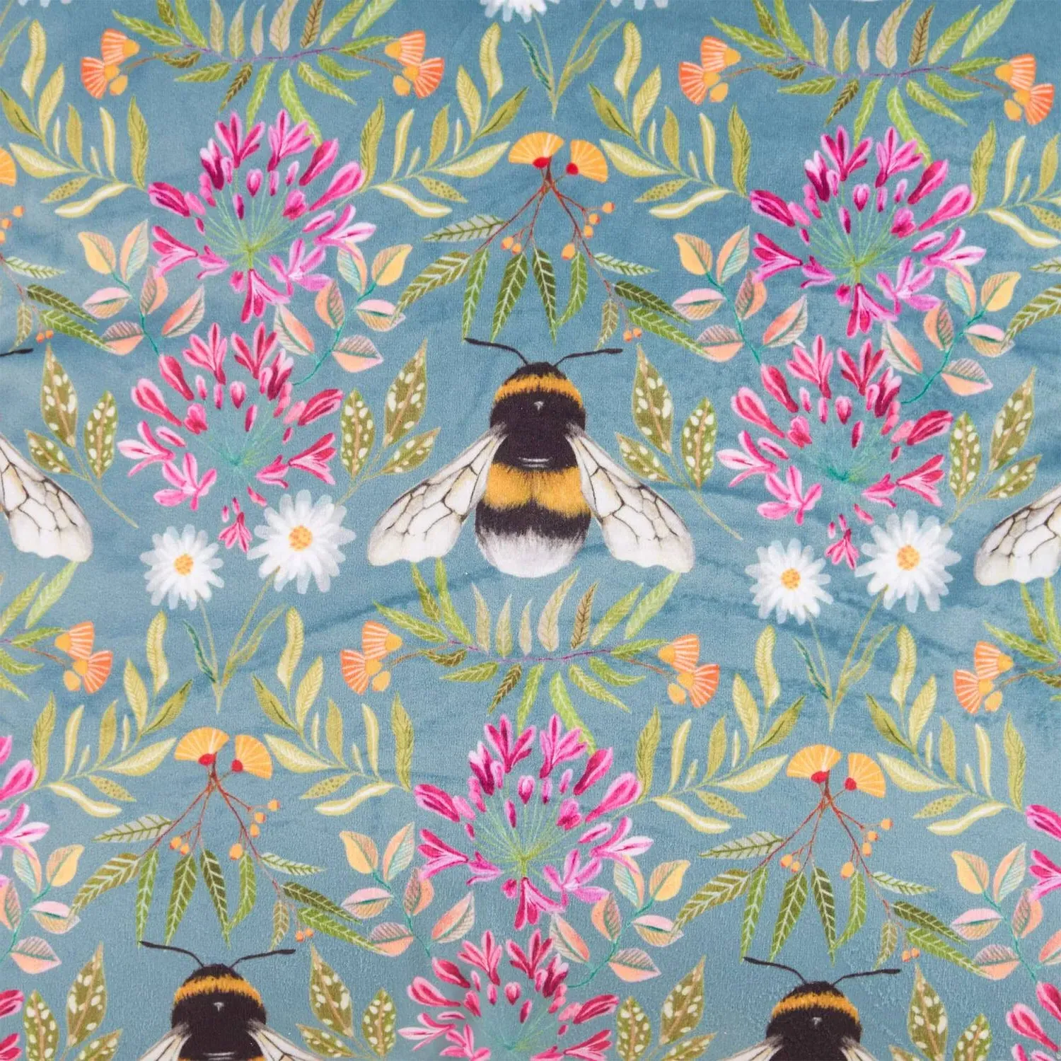 Zinnia Bee Cushion - Blue