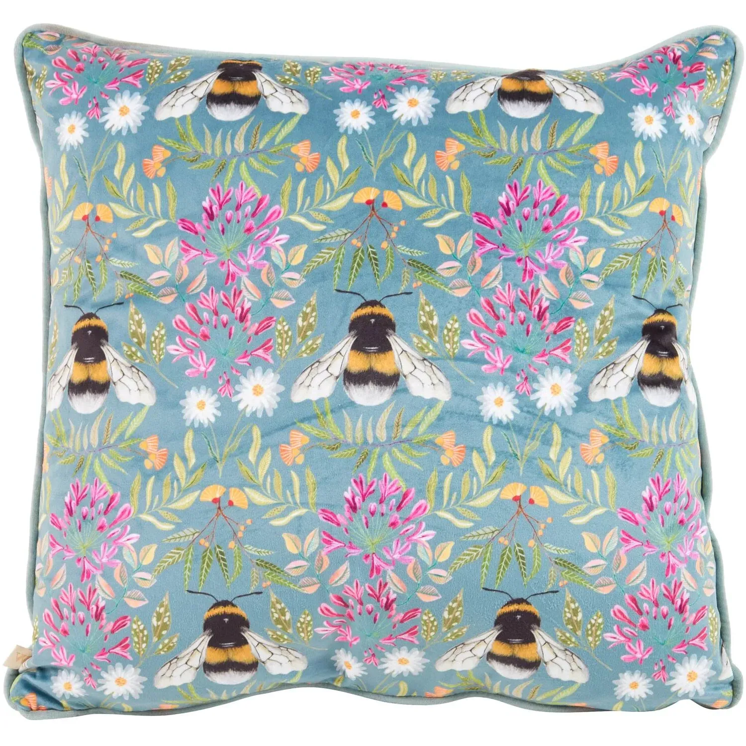 Zinnia Bee Cushion - Blue