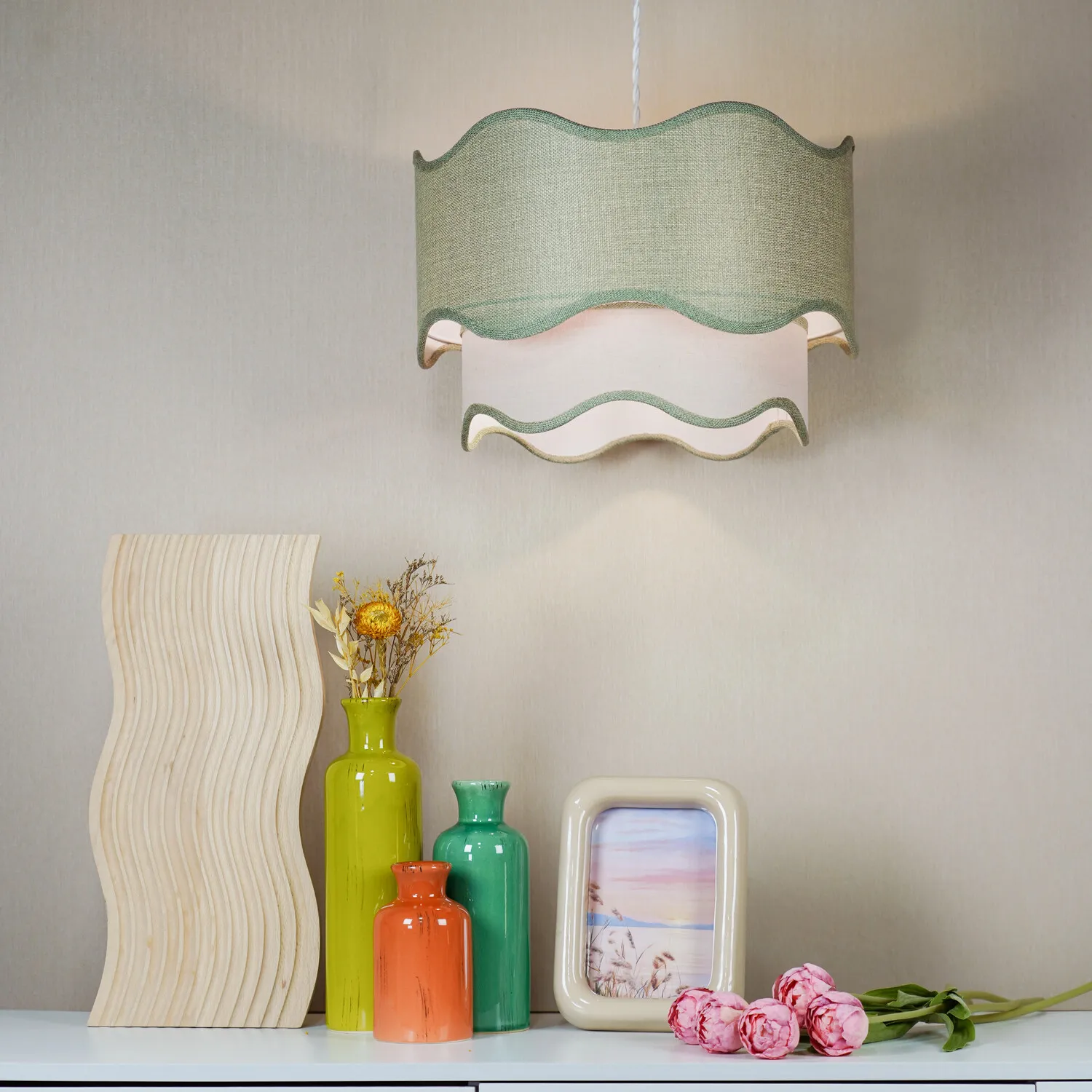 Zyla Two Tier Lamp Shade - Sage Green
