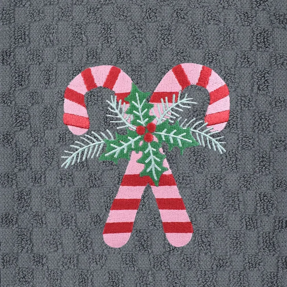 Candy Canes Tea Towel 3 Pack - Grey, Cotton