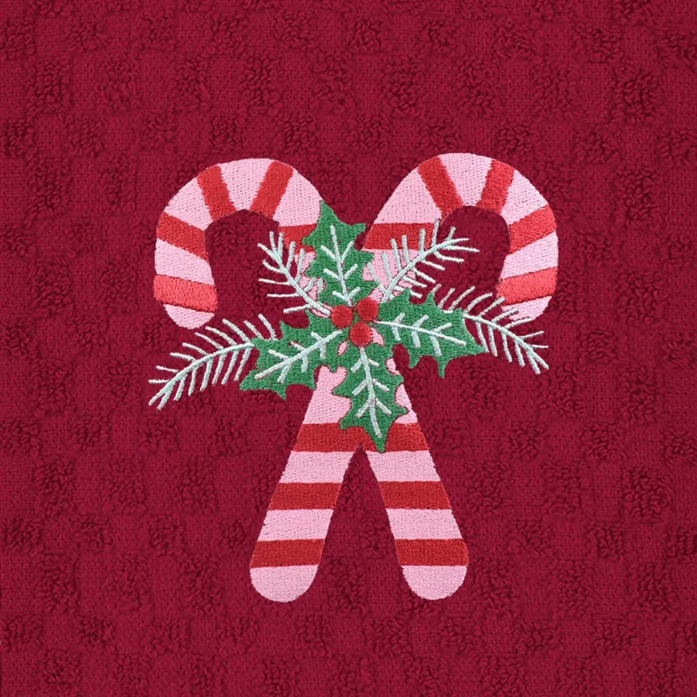 Candy Canes Tea Towel 3 Pack - Red, Cotton