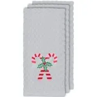 Candy Canes Tea Towel 3 Pack - White, Cotton
