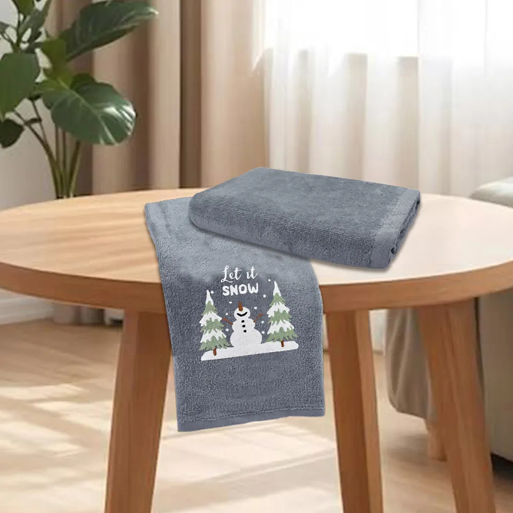 Let It Snow Hand Towel 2 Pack - Grey, Cotton