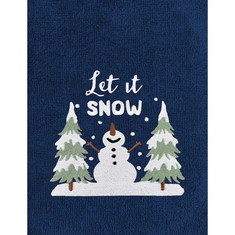 Let It Snow Hand Towel 2 Pack - Navy, Cotton