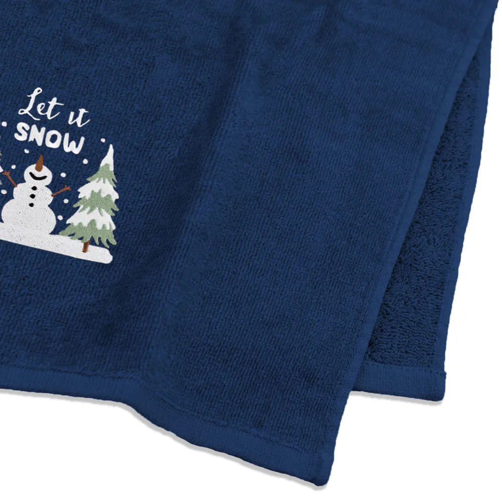 Let It Snow Hand Towel 2 Pack - Navy, Cotton