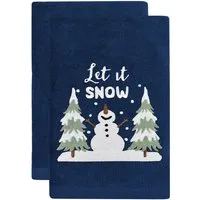 Let It Snow Hand Towel 2 Pack - Navy, Cotton