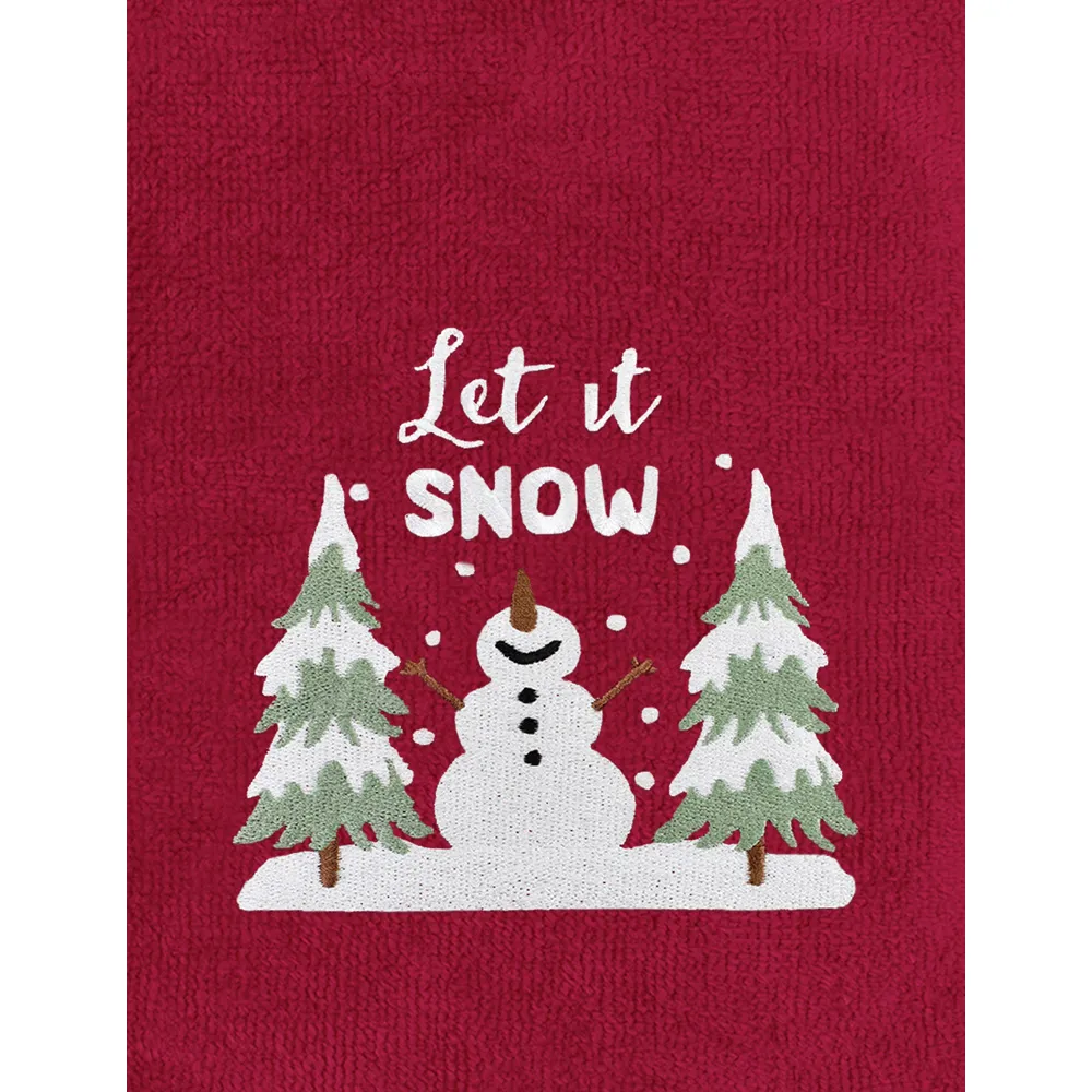 Let It Snow Hand Towel 2 Pack - Red, Cotton