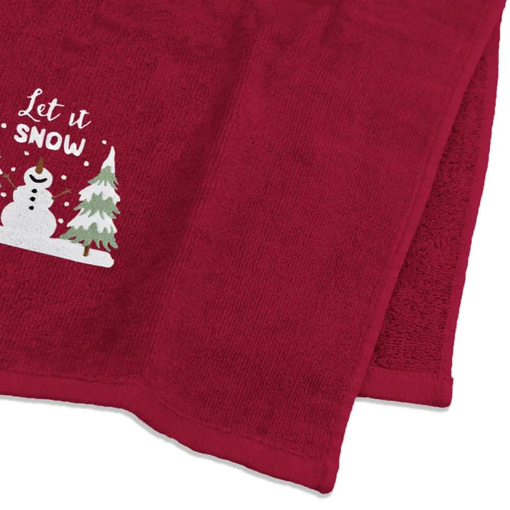 Let It Snow Hand Towel 2 Pack - Red, Cotton