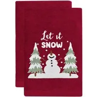 Let It Snow Hand Towel 2 Pack - Red, Cotton
