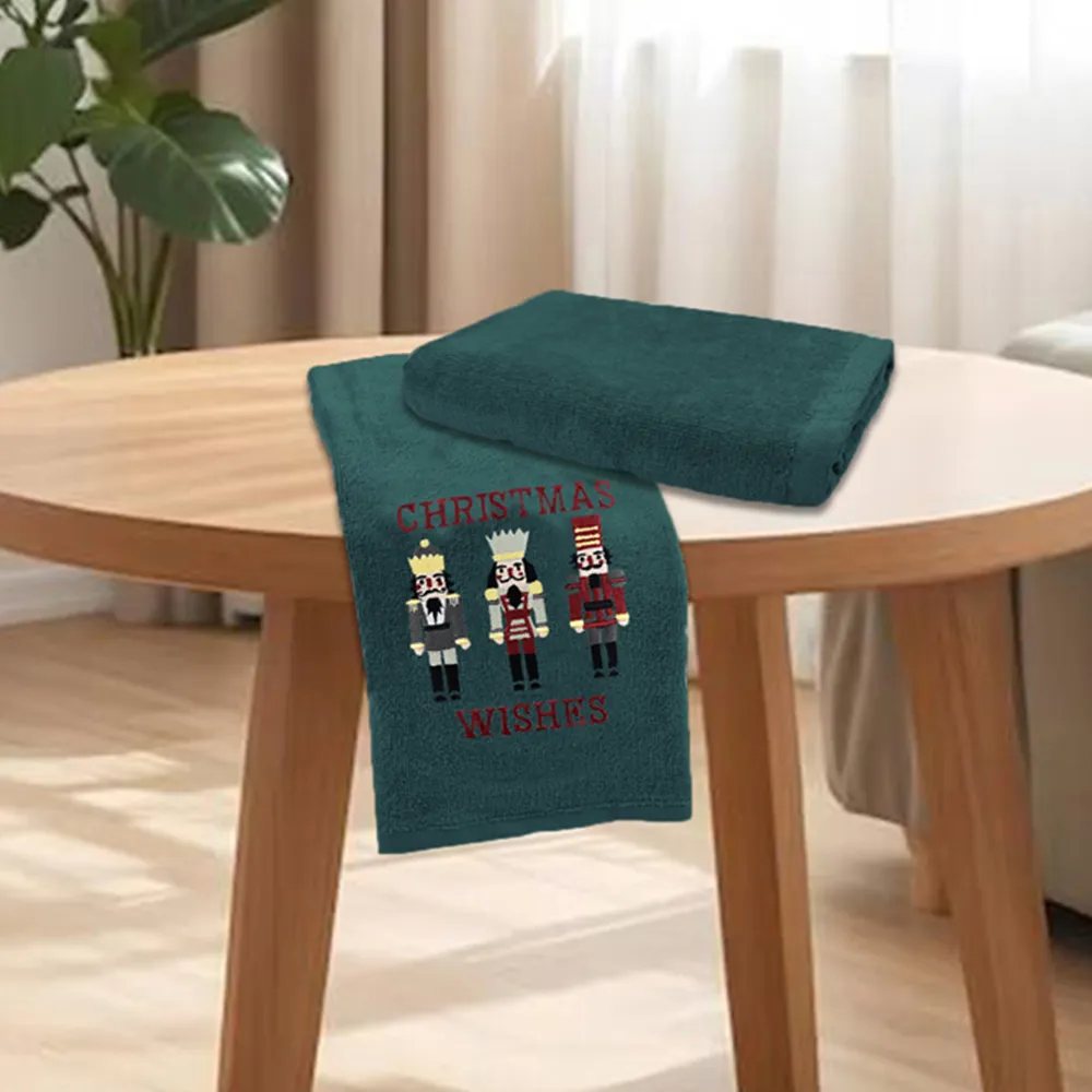Nutcracker Hand Towel 2 Pack - Green, Cotton