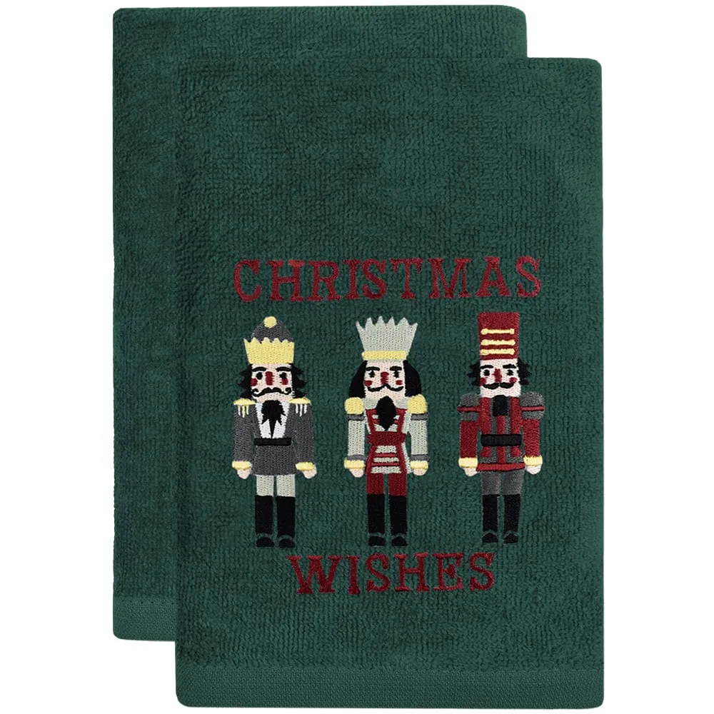Nutcracker Hand Towel 2 Pack - Green, Cotton image